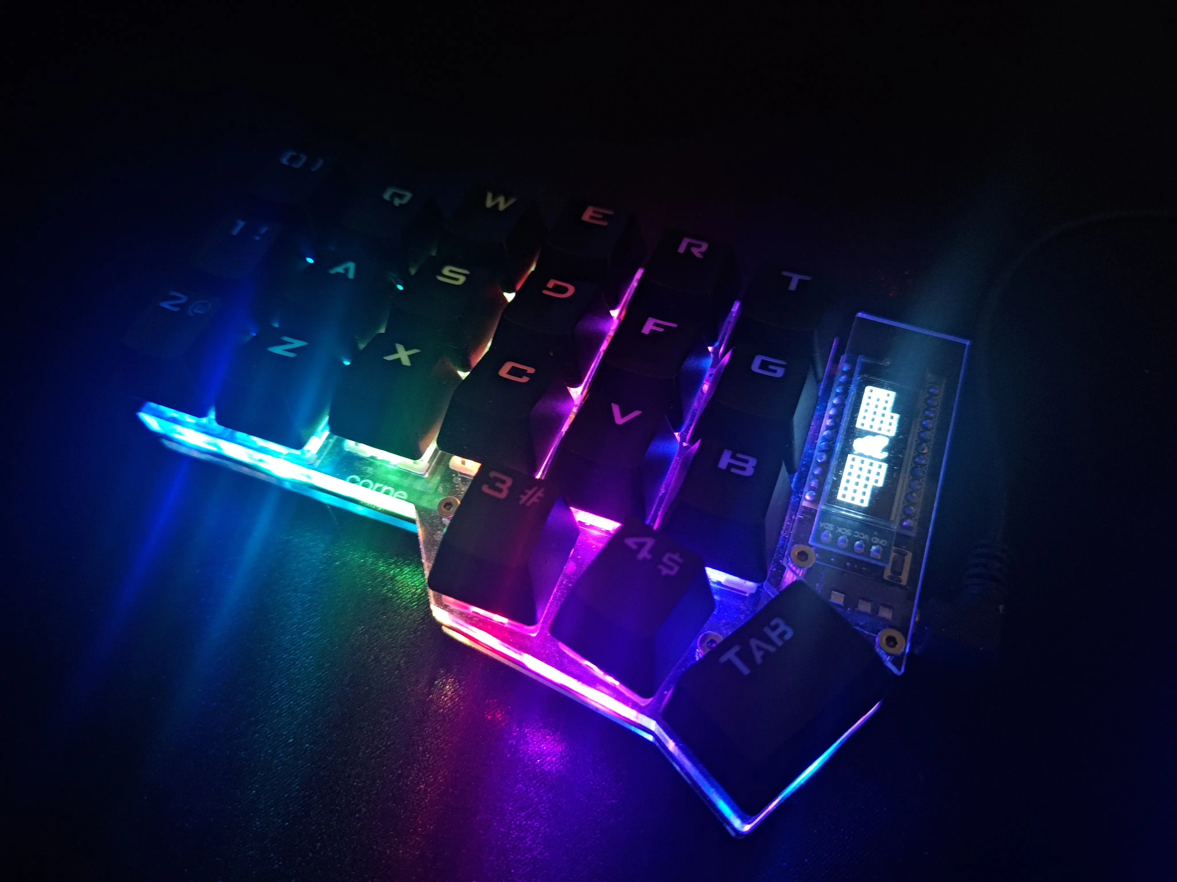 the left side glass crkbd split keyboard