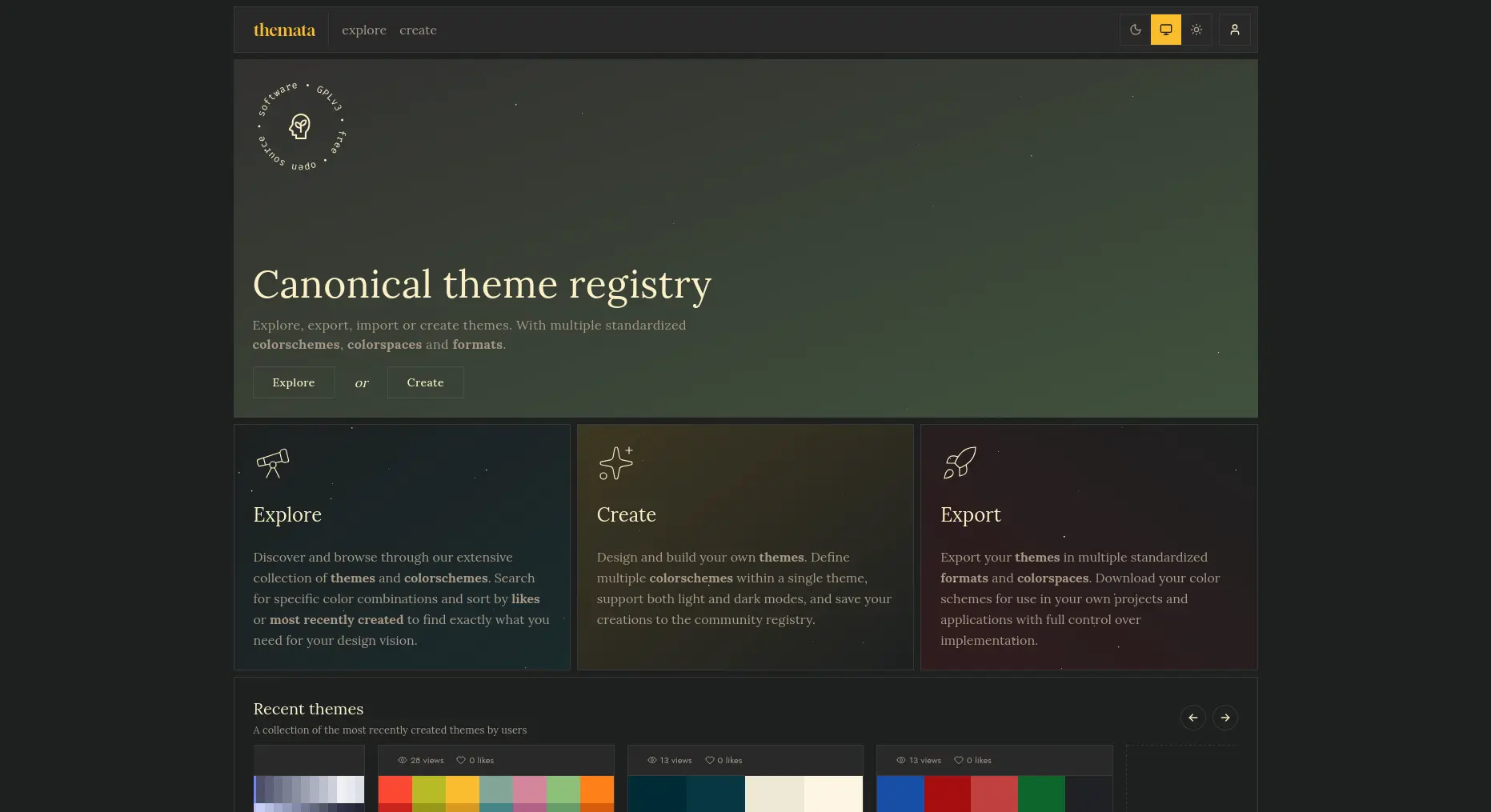 screenshot of themata.app
